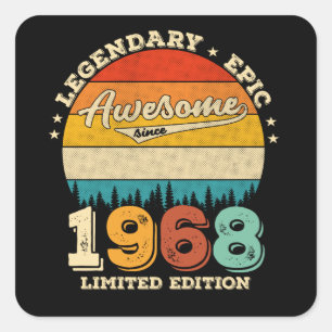 Sticker Carré 54 Ans Awesome depuis 1968 54e Anniversaire Cadeau