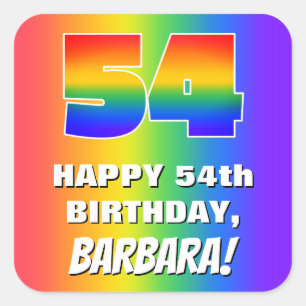 Sticker Carré 54e anniversaire : coloré, amusant Motif arc-en-ci