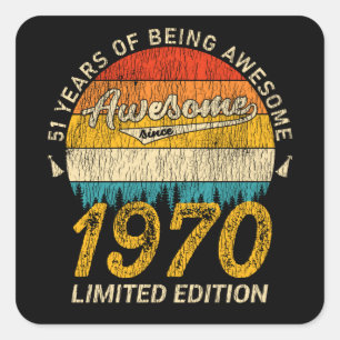 Sticker Carré 55 Ans 1970 Rétro Magnifique 55e anniversaire Cade