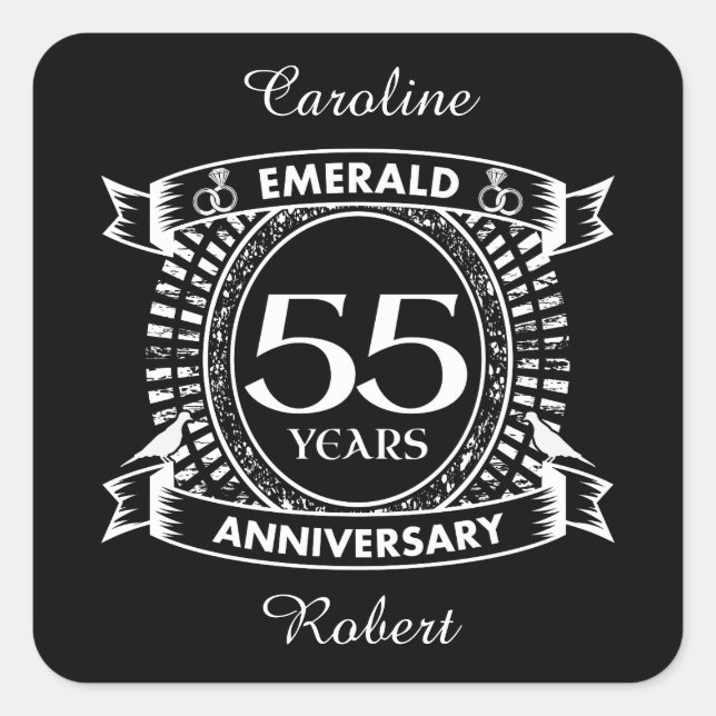 Sticker Carré 55e anniversaire du mariage émeraude crête (Devant)