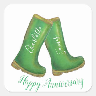 Sticker Carré 55e anniversaire émeraude mariage vert welly boot