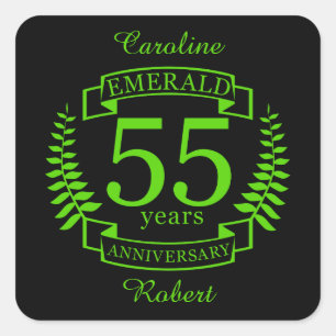 Sticker Carré 55e ANNIVERSAIRE Mariage EMERALD