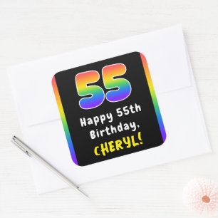 Sticker Carré 55e anniversaire : Rainbow Spectrum # 55, Nom pers