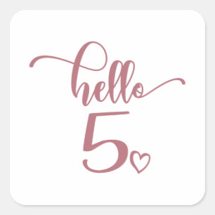 Sticker Carré 5e anniversaire Filles Bonjour Cinq mignonnes Enfa