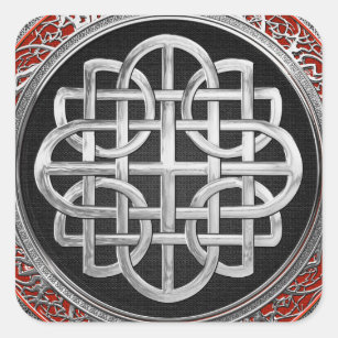 Sticker Carré [600] Croix du noeud d'argent sacré celtique