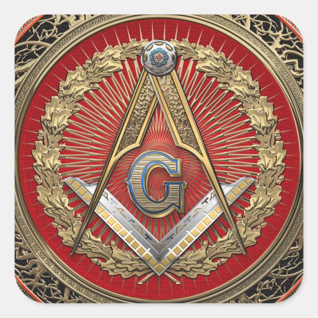 Sticker Carré [600] Master Mason - Carré Or & Compass (Devant)