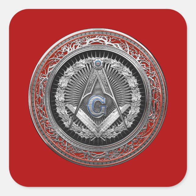 Sticker Carré [600] Master Mason - Silver Square & Compass (Devant)
