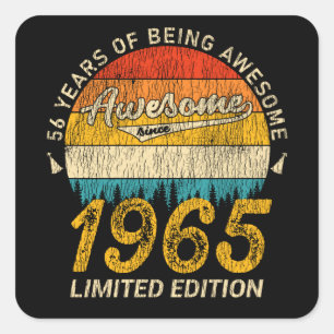 Sticker Carré 60 ans 1965 Retro Awesome 60e anniversaire Cadeau