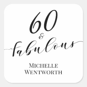 Sticker Carré 60 et Merveilleux Soixantième Anniversaire Écritur