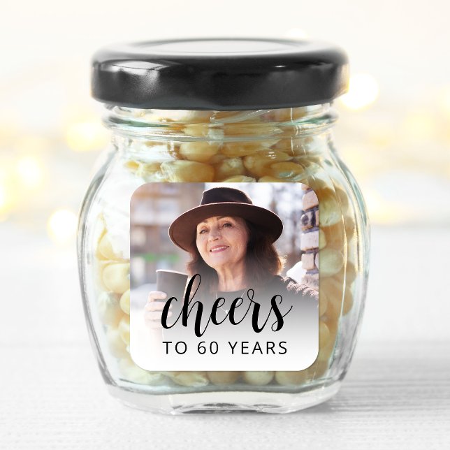 Sticker Carré 60e anniversaire de la fête Photo Black Script Che (Créateur téléchargé)