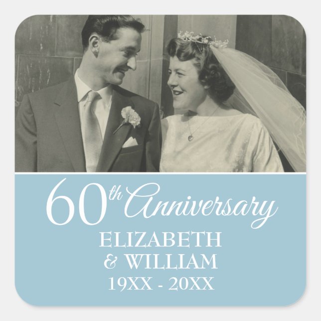 Sticker Carré 60e anniversaire de Mariage Photo Elegant Diamond (Devant)