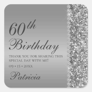 Sticker Carré 60e anniversaire élégant argent
