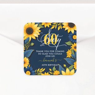 Sticker Carré 60e anniversaire Merci de tournesol