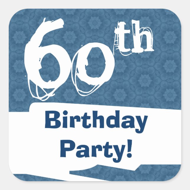 Sticker Carré 60e anniversaire Motif bleu minuit et marine (Devant)