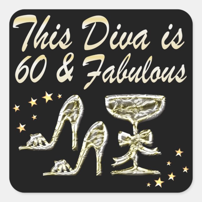 STICKER CARRÉ 60E DIVA ÉCLAIRANT (Devant)