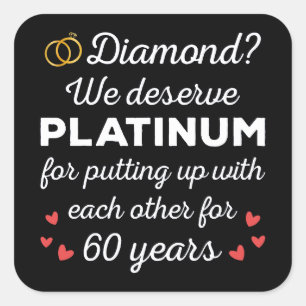 Sticker Carré 60ème anniversaire du Mariage I - Diamond Funny Co