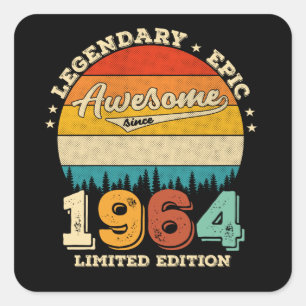 Sticker Carré 61 Ans Anniversaire 1964 Magnifique 61e anniversai