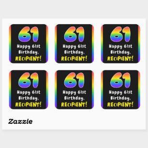 Sticker Carré 61e anniversaire : Rainbow Spectrum # 61, Nom pers