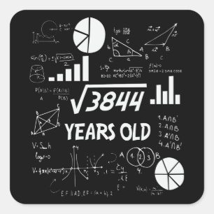Sticker Carré 62 ans Enseignant des mathématiques Anniversaires