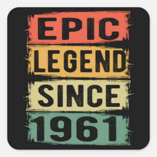 Sticker Carré 64 Ans Anniversaire 1961 Légende épique 64e annive