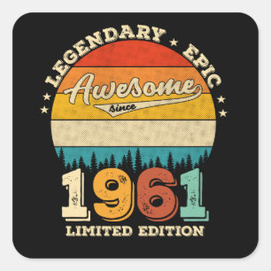 Sticker Carré 64 ans Anniversaire 1961 merveilleux 64e anniversa