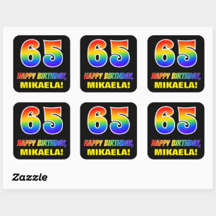 Sticker Carré 65e anniversaire : Bold, Fun, Simple, Rainbow 65