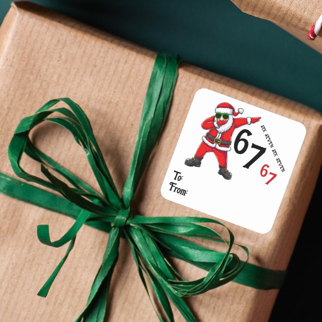 Sticker Carré 67 6 7 Six Seven Meme Santa Dubbing Christmas (Créateur téléchargé)