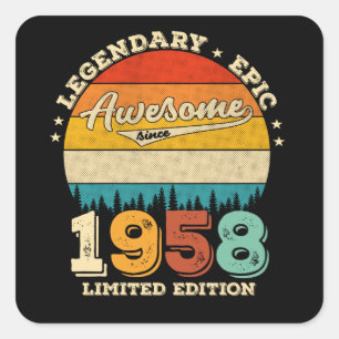 Sticker Carré 67 Ans Anniversaire 1958 Magnifique 67e anniversai