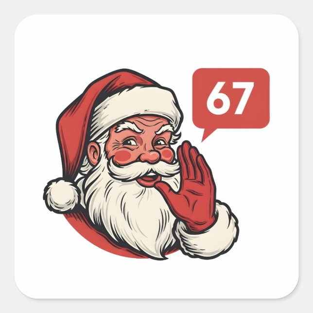 Sticker Carré 67 Christmas Merry Six Seven Brainrot Santa Claus (Devant)