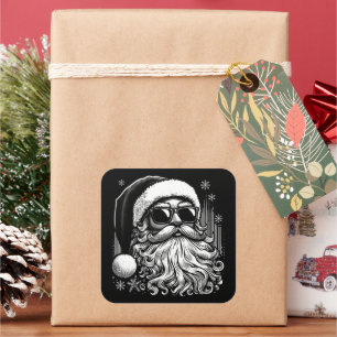 Sticker Carré 67 Meme Drôle de Père Noël dit Six Sept Noël