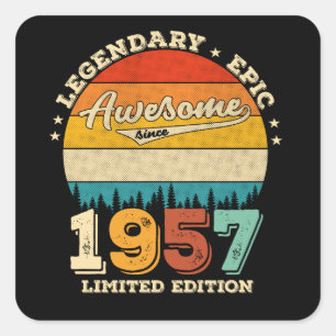 Sticker Carré 68 Ans Anniversaire 1957 Magnifique 68e anniversai