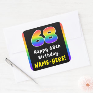 Sticker Carré 68e anniversaire : Rainbow Spectrum # 68, Nom pers