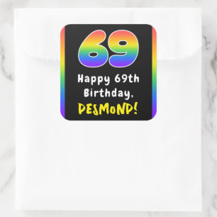 Sticker Carré 69e anniversaire : Rainbow Spectrum # 69, Nom pers