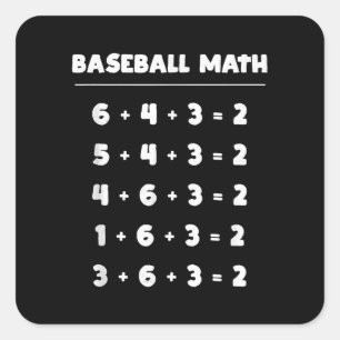 Sticker Carré 6 4 3 2 Maths de baseball - Jeu de softball à joue