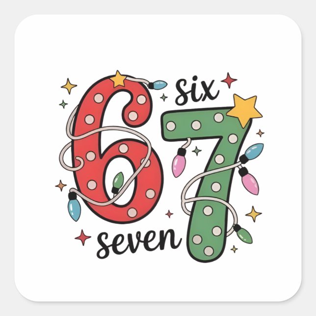 Sticker Carré 6 7 Six Seven Main Génération Z Alpha Meme Argot X (Devant)