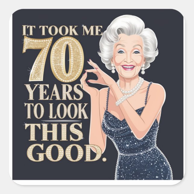 Sticker Carré 70e anniversaire de grand-mère  (Devant)
