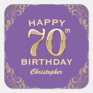 Sticker Carré 70e anniversaire de la Parties scintillant violet