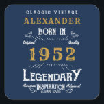 Sticker Carré 70th Birthday 1952 Ajouter Nom Legendary Blue Gold<br><div class="desc">Pour ceux qui fêtent leur anniversaire, nous avons les autocollants d'anniversaire idéaux. L'arrière - plan bleue au design blanc et doré est simple, mais élégante et rétro. Customisez facilement le texte de cet anniversaire en utilisant le modèle fourni. Plus de cadeaux et de fournitures de fête disponibles avec le design...</div>