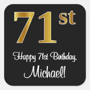 Sticker Carré 71e anniversaire - Elégant luxe Faux Gold Look #
