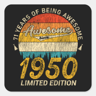 Sticker Carré 75 ans 1950 Retro Awesome 75e anniversaire Cadeau