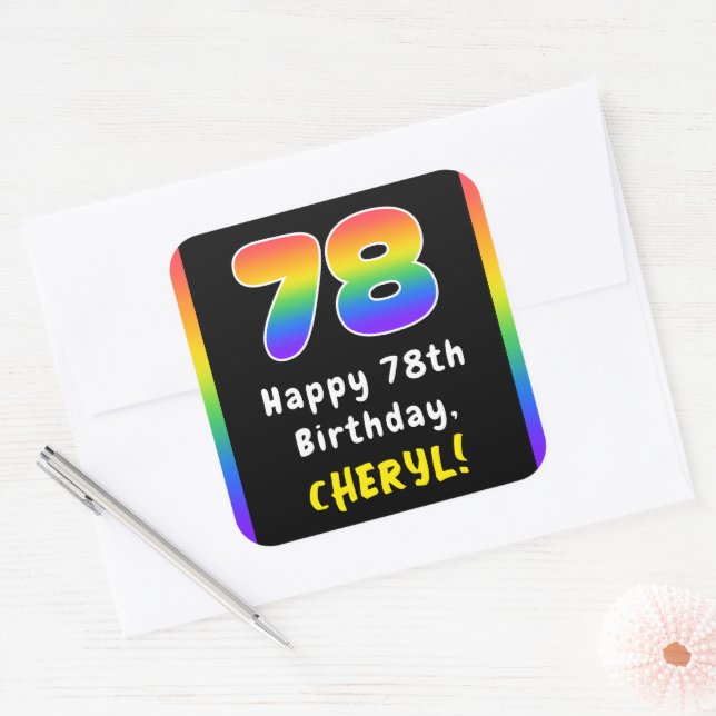 Sticker Carré 78e anniversaire : Rainbow Spectrum # 78, Nom pers (Enveloppe)
