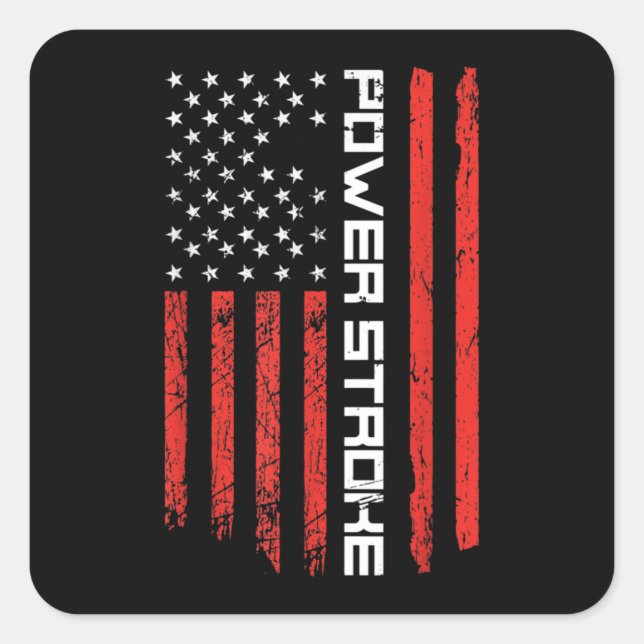 Sticker Carré 7.3 Diesel Power Stroke American Flag Powerstroke (Devant)