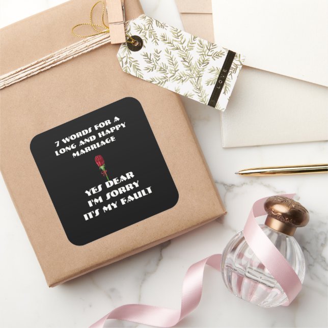 Sticker Carré 7 Mots Pour Un Mariage Long Et Heureux (Cadeaux)