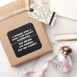 Sticker Carré 7 Mots Pour Un Mariage Long Et Heureux