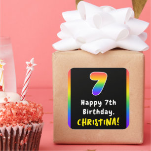 Sticker Carré 7e anniversaire : Rainbow Spectrum # 7, Nom person