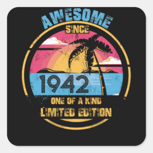 Sticker Carré 80 ans Awesome depuis 1942 80e anniversaire