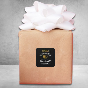 Sticker Carré 80e anniversaire Black Gold Legendary Retro