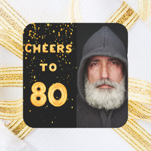Sticker Carré 80e anniversaire pli noir acclamer les hommes