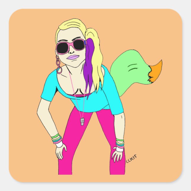 Sticker Carré 80s foxy fille (Devant)