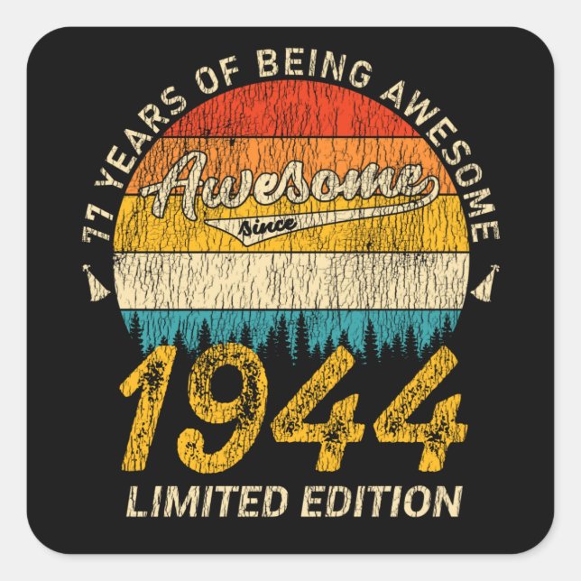 Sticker Carré 81 Ans Anniversaire 1944 Magnifique 81e anniversai (Devant)